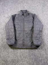 Patagonia Jacket Youth 14 Gray Puffer Full Zip Quilted Insulated Winter Warm