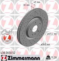 2X Bremsscheibe Zimmermann 430.2650.52 2 Bremsscheiben Vorderachse Vorne