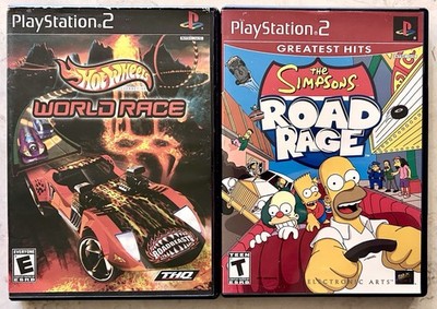 PS2 Racing Game Lot Simpsons Road Rage Hot Wheels World Race Sony PlayStation 2