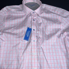 Twillory Shirt Mens LG 16.5 32/33 Pink/red/lt. Blue Long Sleeve Plaid