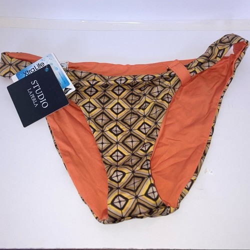 La Perla Studio Geometric Orange Tan Reversible Bikini Swim Bottom 6 - Picture 3 of 7