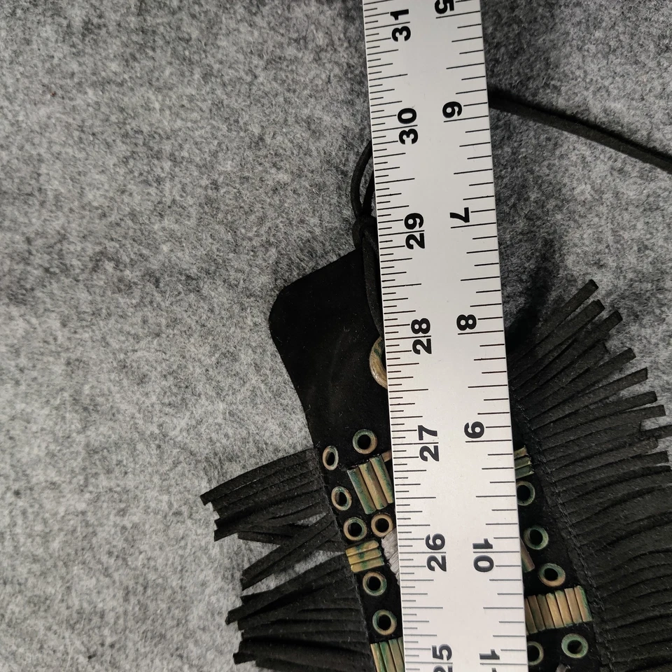 Cinturón ancho de gamuza con flecos con cuentas vintage para mujer Boho Festival Western con cordones años 90 Foto 4 de 4