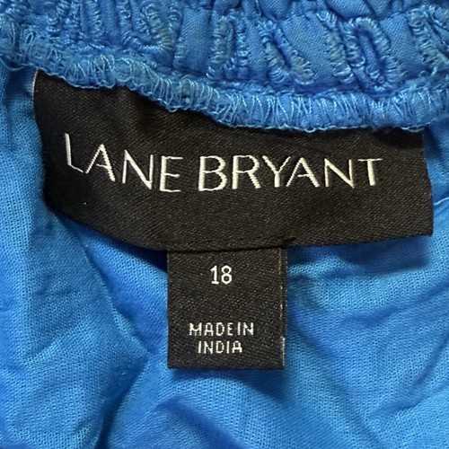 Lane Bryant Eyelet Dress Womens Size 18 Blue Lined Tiered Puff Sleeve Boho - Picture 6 of 10