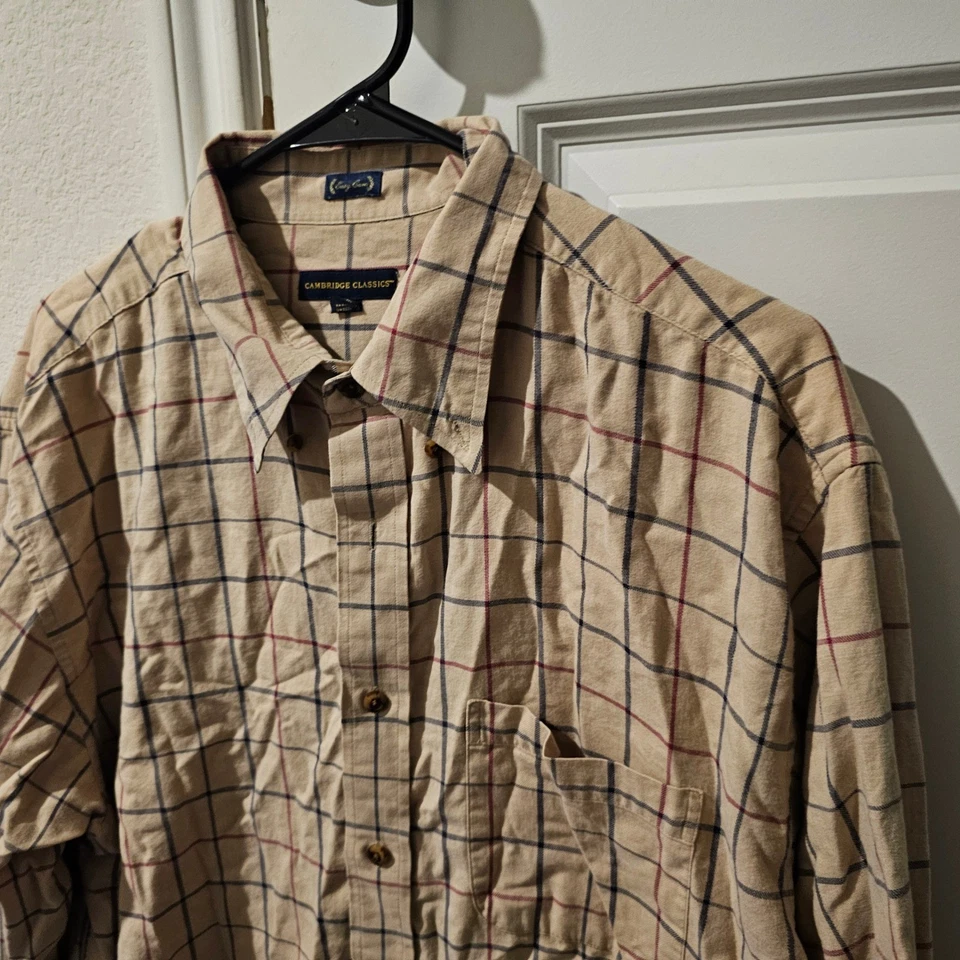 Cambridge Classics Mens XL Plaid Button Down Shirt Cotton Long Sleeve Casual - Image 2 of 4