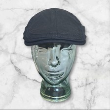 Black Flat Cap. Adjustable Size M/L. Cotton