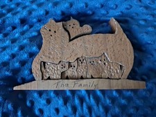 7 Piece Carved Wooden Cat Puzzle Vintage Hand Made Signed