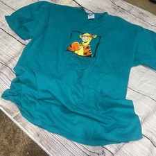 Disneys Tigger Vintage T-Shirt Size L Aqua Single Stitched Cartoon Made In USA
