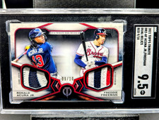 2021 Topps Tribute DR2-AF Acuna Jr./Freeman Dual Relics Red /10 SGC 9.5