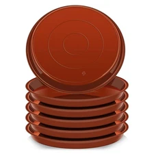 6 Pack 10 Inch Plant Saucer, Round Plastic Tray, Terracotta, Fits 8-10 Pots