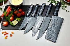 Premium Handmade Damascus Chef Knife Set–5 Piece Hand-Forged Kitchen & BBQ Knife