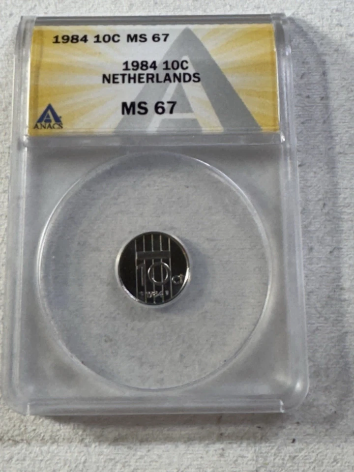 1984 Netherlands 10 cents Graded MS 67 by ANACS Beatrix - Image 4 of 4