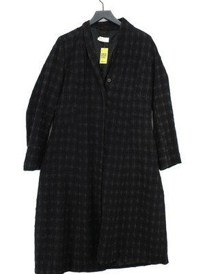 Toast Damen Mantel UK 16 schwarz kariert Wolle mit Baumwolle, Polyestermantel