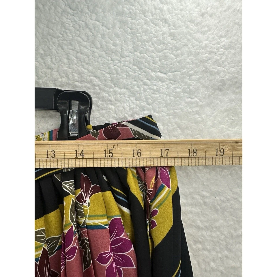 APT. Falda midi grande estilo boho estampado mixto plisado acordeón cintura 9 lazos Foto 3 de 4