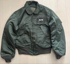 90s ALPHA CWU-45/P Flight Jacket M Olive Green USA Made