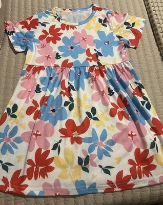 SheIn Fit & Flare Girls Dress 5Y Floral Heart Polka Dot 100% Polyester - New