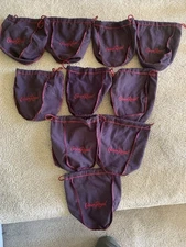 Lot of 12 Crown Royal Blackberry Drawstring Bags Medium size 8" Long (750ml)