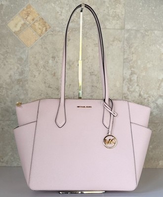 Michael Kors Marilyn Medium Top Zip Shoulder Tote Bag Pink Powder Blush