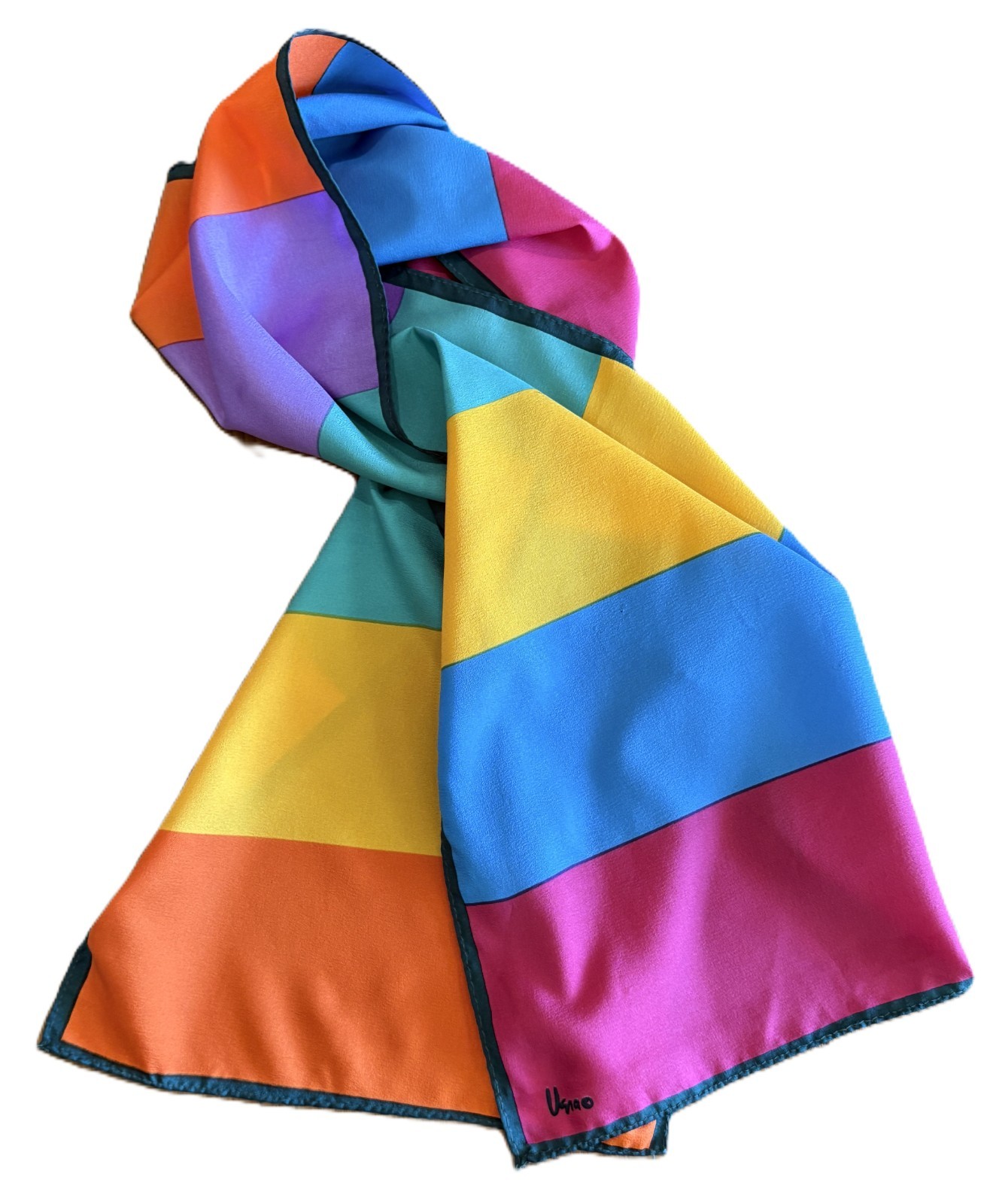 Vera Neuman Rectangular Scarf Multicolor Stripe--… - image 1