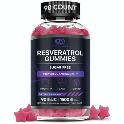 Resveratrol Gummies 1500mg   Sugar Free Antioxidant Supplement for Heart Heal...