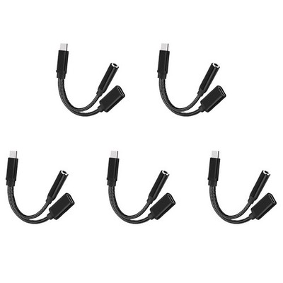 5X Typ C auf 3,5 mm Laden Audio Adapter 2 im 1 USB C Splitter KopfhöRer AUX4496