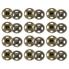 24 Set Sew-on Snap Buttons 10mm Metal Snap Fastener Buttons, Bronze