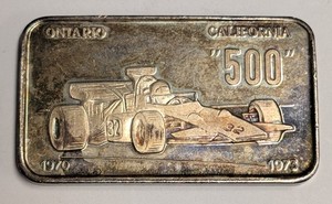 1 oz .999 Silver Vintage Bar ~ 1973 Ontario California "500" Race Car ~ CHI