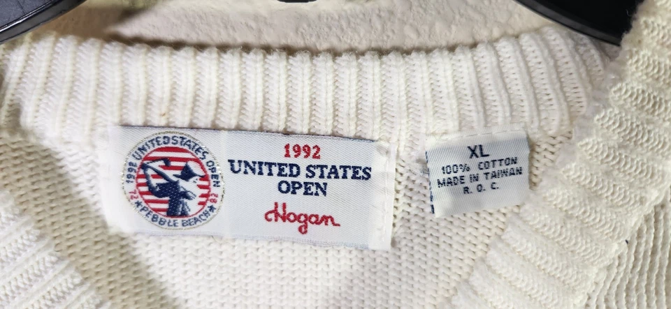 VINTAGE 1992 U.S OPEN PEBBLE BEACH GOLF PGA CREW NECK WHITE SWEATER MENS SZ XL  - Image 3 of 4