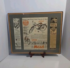 Vintage Framed Mead Ranger Bicycle Advertising Display Neverleak Ac Speedometer Vintage Framed Mead Ranger Bicycle Advertising Display Neverleak Ac Speedometer