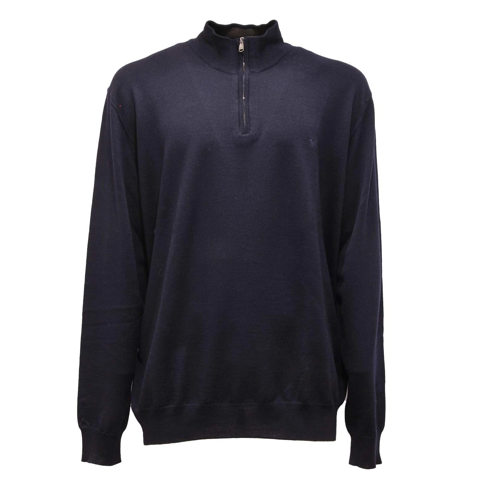 5018AP maglione uomo HARMONT&BLAINE man wool mid-zip sweater blue