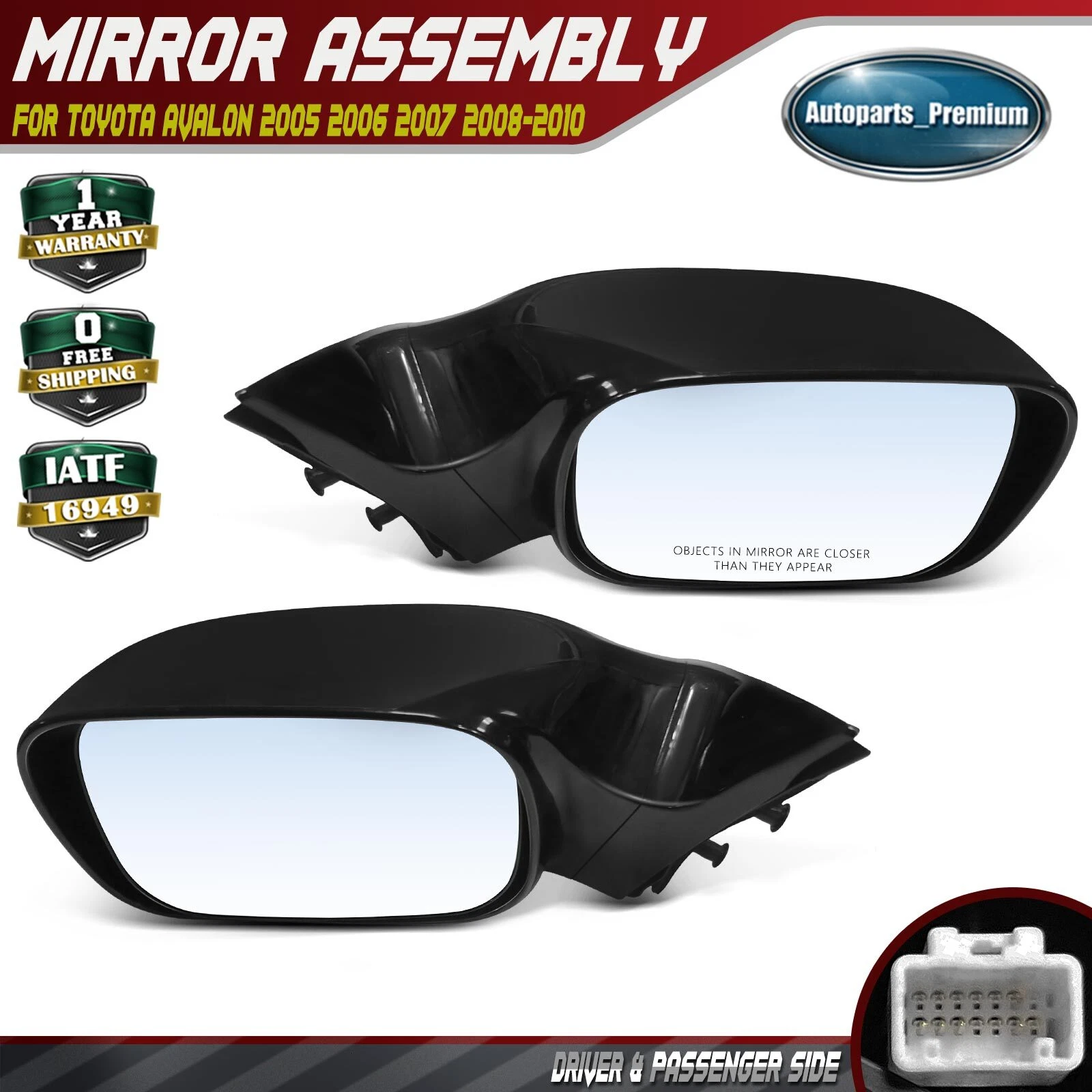 2x Power Mirror with Heated for Toyota Avalon 2005-2010 with Navigation System