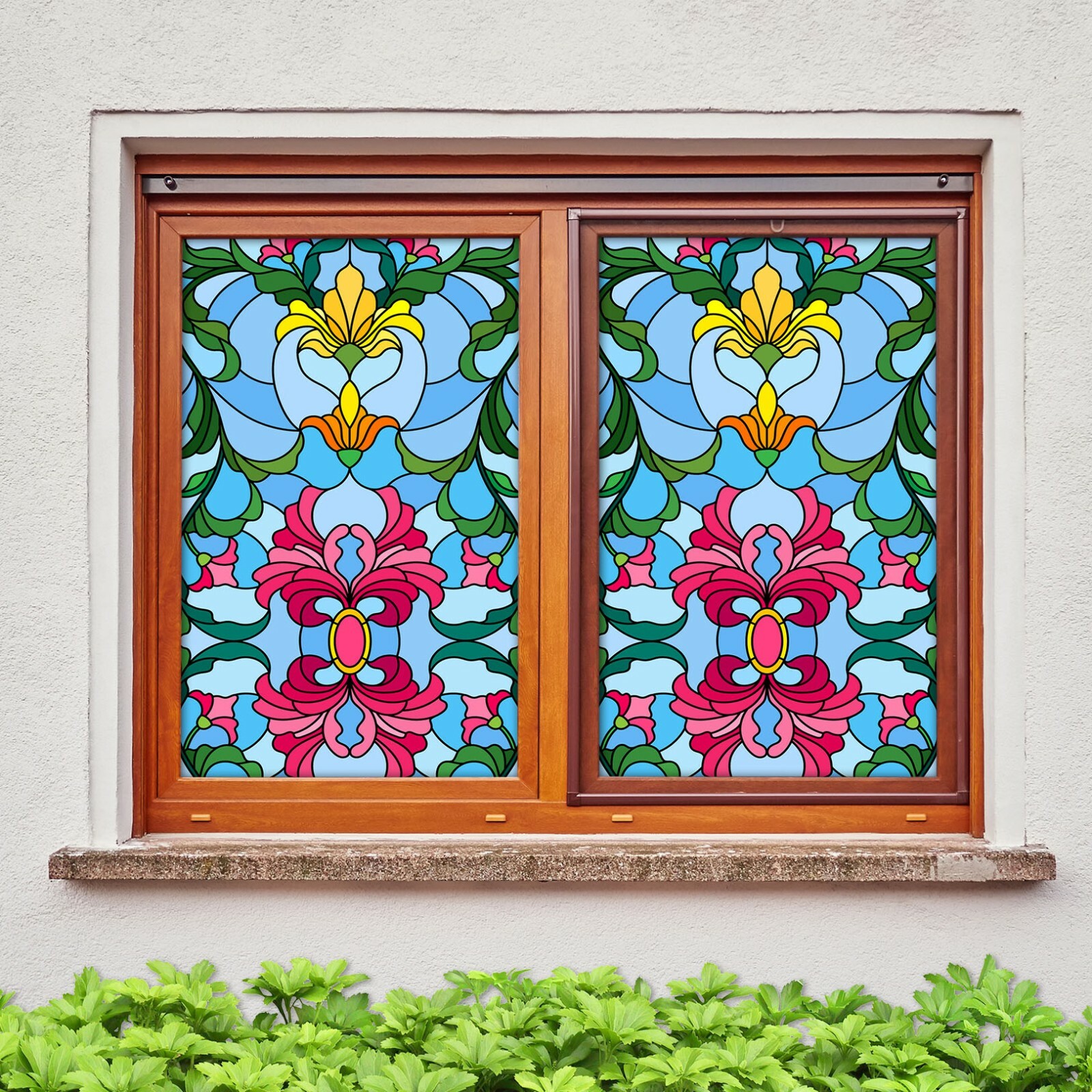 3D Red Yellow Flower A276 Window Film Print Sticker Cling Stained Glass UV Amy