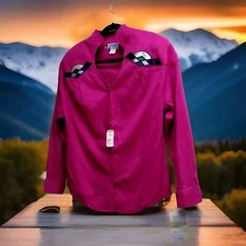 1990s Top American Indian Fuchsia WRANGLER Southwest Design Metallic MATERIALS