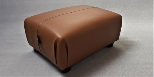 Footstool / Pouffe / Small Stool / Ottoman / Tan / Faux Leather. - Picture 8 of 12