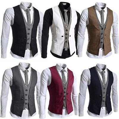 New Mens Party Formal Wedding Waistcoat Casual Chest Dinner Suit Size ...