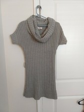 Sweater Dress Short Sleeve Gray Silver Size Small S Decree