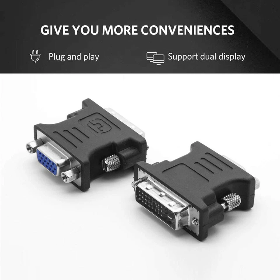 2PC DVI-I Male Analog (24+5) to VGA Female (15-pin) Connector Adapter Desktop PC - Image 4 of 4