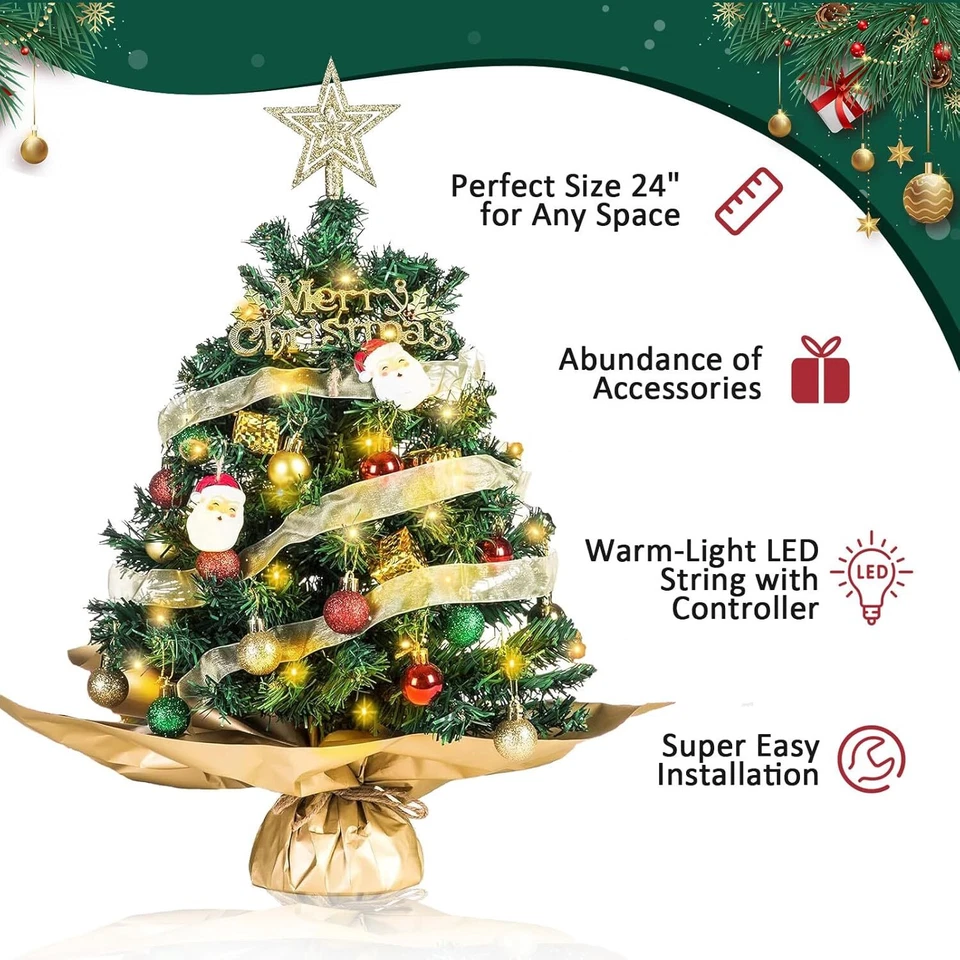 Mini Weihnachtsbaum 60cm LED Beleuchtung klein Künstlicher Tannenbaum Garten DE - Bild 2 von 4