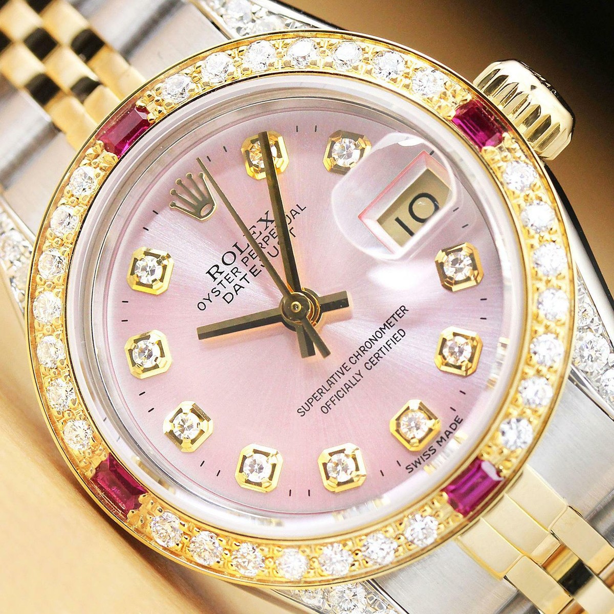Sale! Rolex Ruby Diamond Gold Date Ladies Watch Rolex Datejust 79068  main image 3