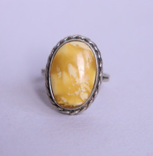 4gr Vintage Butterscotch Egg Yolk Amber Ring Silver 925 Size 7,5