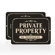 2 Pack Private Property No Trespassing Sign Rust Free Aluminum Metal Sign 8X12"