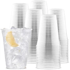 Durameg 16 oz PET Plastic Cups – Clear Disposable Cold Drink Cups – 100 Pack