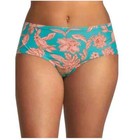 Time And Tru Women's Mid Rise Cheeky Boyshort Swim Bottom XL Turquoise W Pink