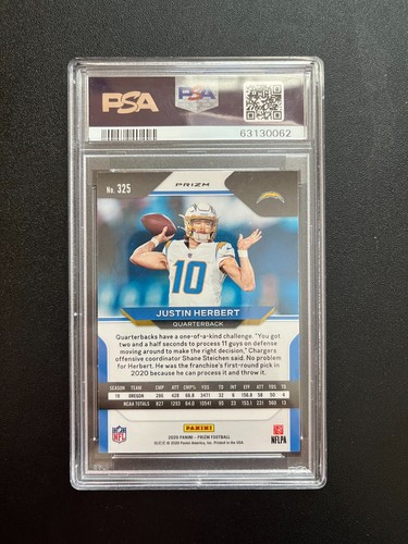 2020 Justin Herbert Rookie Panini Prizm Red Ice #325 PSA 10 - Picture 2 of 2