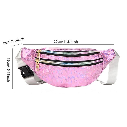 Womens Waist Bum Bag Fanny Pack Holographic Laser Party Money Belt Pouch Wallet - Picture 5 of 19