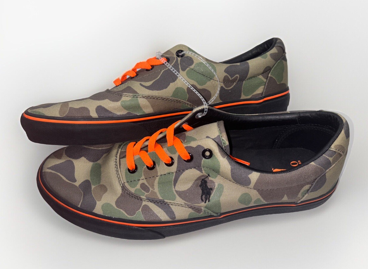 Polo Ralph Lauren Keaton Pony Camouflage Sneaker Uomo Taglia 13 Verde Arancione