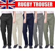 Mens Rugby Trousers Elasticated Waist Work Casual Smart Pants All Sizes W32 - 44