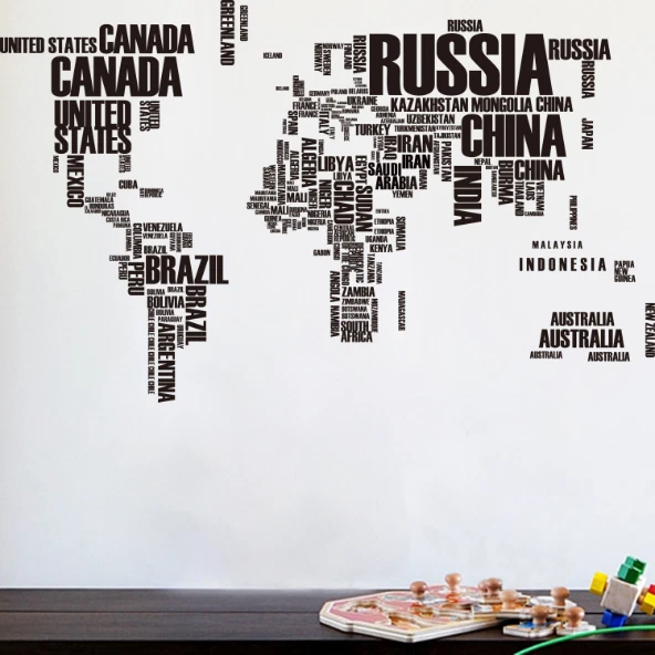 Wall Sticker World Map Letters Home Decor Living Room Office Children's room USA - Image 4 of 4