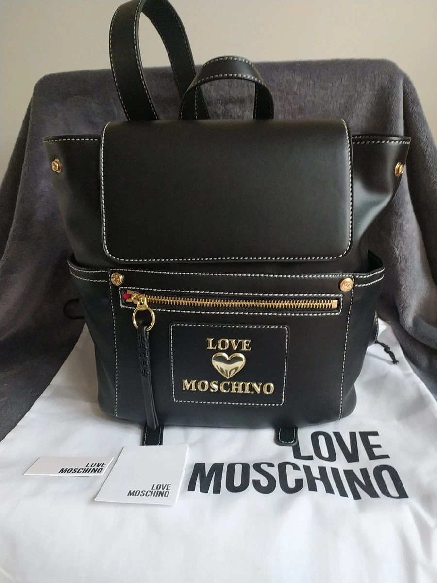 Love Moschino ❤️ Logo-Plaque Structured Black Backpack ? Rrp 