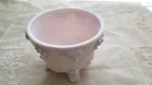 Vintage Pink Milk Glass Candy Dish Grape & Vine 4” Footed Bowl -Jeannette