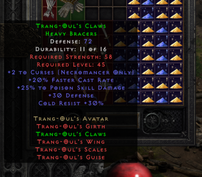 Diablo 2: Resurrected TRANG-OUL'S CLAWS HEAVY BRACERS🔹Softcore